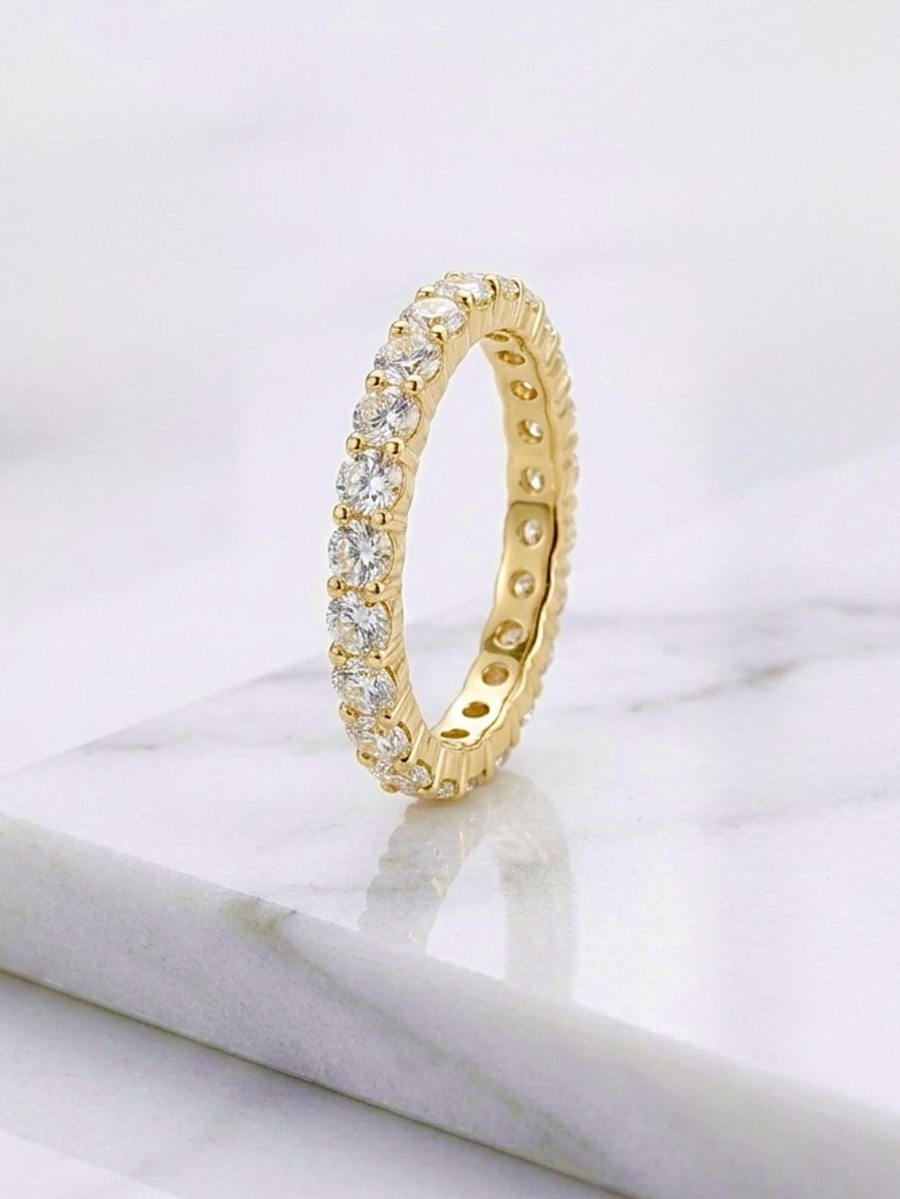 14K Gold Plated CZ Eternity Ring | Full Band Stackable Ring | Minimalist Jewelry
